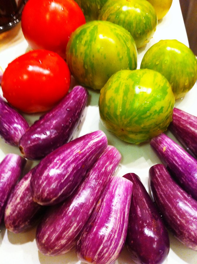 Irresistibly cute Fairy Tale eggplants - Sweet & sour green & red tomatoes