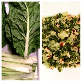 Zesty chard salad / appetizer with blackeye peas