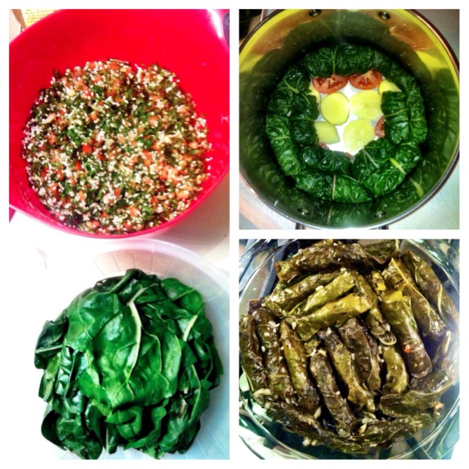 Chard stuffed with a Tabbouleh-like mix