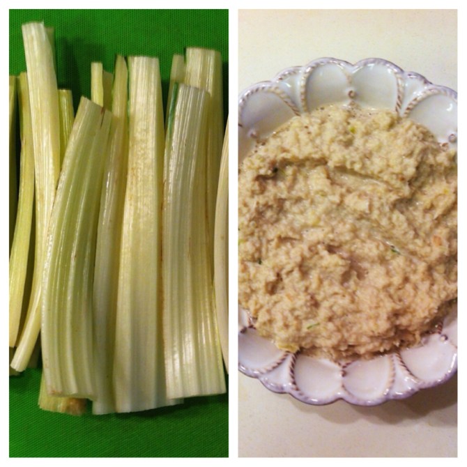 Chard dip (prepared in a similar way to hummus, but since we're replacing chickpeas with chard, it's lighter in calories)