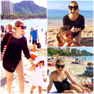 Crochet cover up by Sandro One piece swimsuit by Princesse tam.tam Sunglasses by illesteva