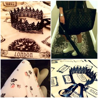 Hints: Crown headband & Rose print dress! Tea anyone?